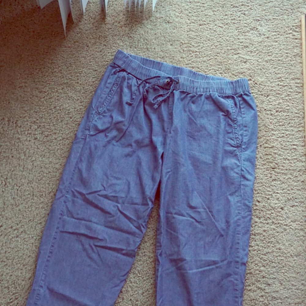 drawstring chambray pants